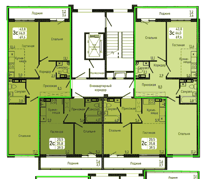 Краснообск, 2 стр, общий план этажа