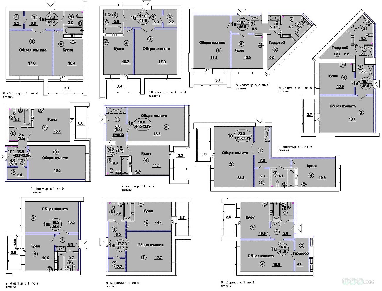 Краснообск, 113, планировки 1-комнатных квартир