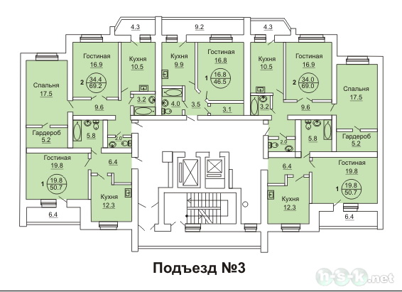 Карта с номерами квартир в подъезде