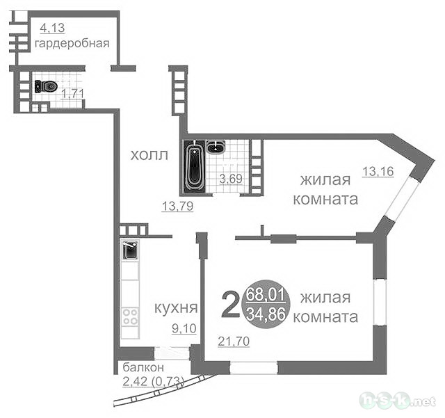 Кирпичная горка 5-я, 11, 12, 13, 16, планировки 2-комнатных квартир